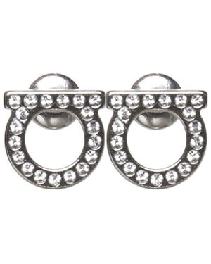 Ferragamo Gancini Crystal Earrings - White