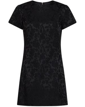 Saint Laurent Floral Jacquard Satin Mini Dress - Black