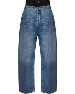 The Attico Cotton Denim Double Waistband Jeans - Blue