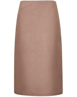Fendi Waxed Linen Midi Skirt - Brown