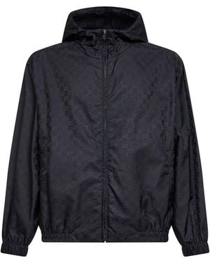 Gucci Dark Gg Nylon Hooded Jacket - Blue
