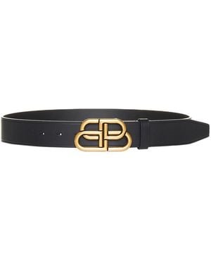 Balenciaga Leather Bb Large Belt - White