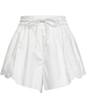 Zimmermann Embroidered Cotton Poplin Daylight Shorts - White