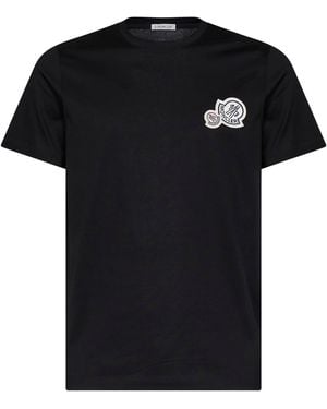 Moncler Cotton Jersey T-Shirt With Double Logo Patch - Black