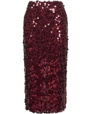 Blanca Vita Burgundy Sequins Gralis Midi Pencil Skirt - Purple