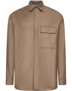 D 40 Virgin Wool Shirt Jacket - Brown