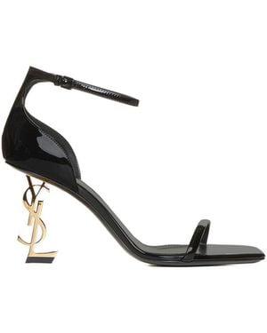 Saint Laurent Opyum Ysl Patent Leather Sandals - White