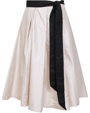 Max Mara Natural Taffeta Smmbaschi Midi Full Skirt - Blue