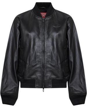DIESEL Nappa Leather L-Ilyan-Rb Bomber Jacket - Black