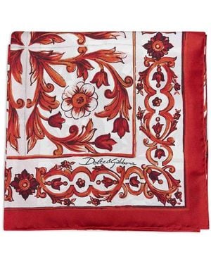 Dolce & Gabbana Maiolica-Print Silk Twill Scarf - Red
