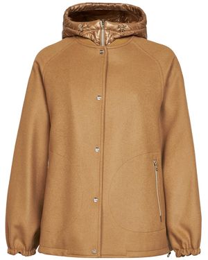 Herno Wool Coat With Removable Padded Hood<Br - Brown
