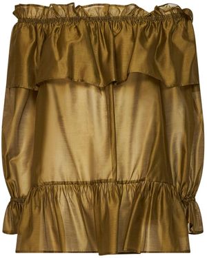 Blanca Vita Avocado Voile Cevil Off-The-Shoulder Tunic - Green