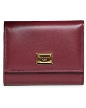 Dolce & Gabbana Burgundy Plongé Calfskin Leather Wallet - Purple