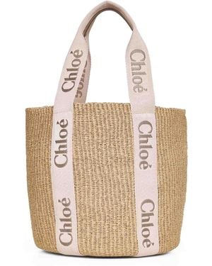 Chloé Blushy Woody Large Basket Bag - White