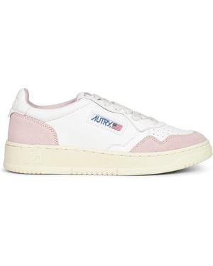 Autry Goatskin And Suede Medalist Low Trainers - White