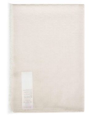 Max Mara Ivory M Monogram Jacquard Silk Blend Mxapaniere Stole - White