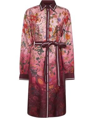 Gucci Printed Silk Twill Shirt Dress - Red