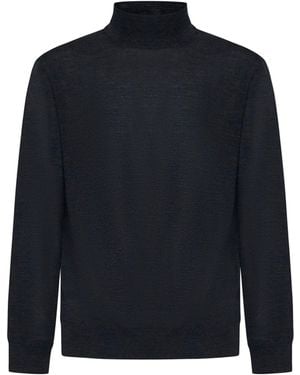 D 40 Virgin Wool Mock Neck Jumper - Blue