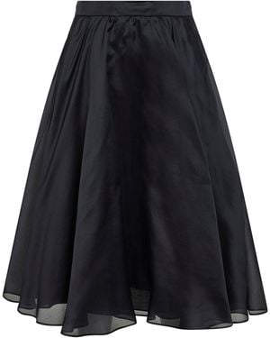 Max Mara Silk Organza Msecalle Midi Full Skirt - Blue