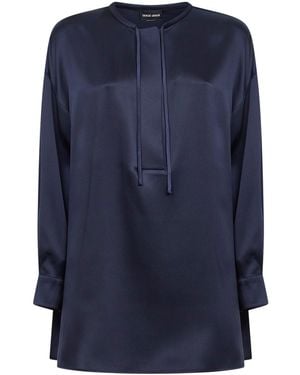 Giorgio Armani Silk Long Tunic-Style Shirt - Blue