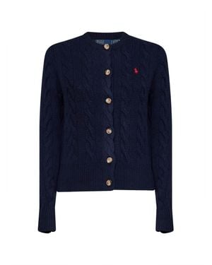 Polo Ralph Lauren Hunter Wool And Cashmere Cable Knit Cardigan - Blue