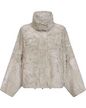 Brunello Cucinelli Stone Shearling Jacket - White