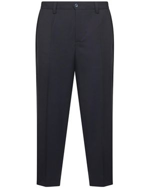 D 40 Wool Blend Twill Portofino Trousers - Blue