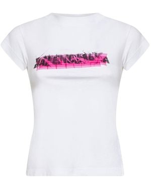 Balenciaga Messy Spray Chopped Back T-Shirt - White