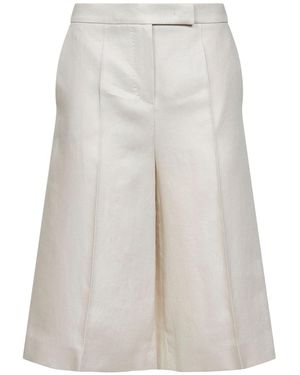 Max Mara Linen Twill Mxmkaki Bermuda Shorts - White
