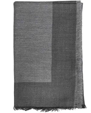 Saint Laurent Anthracite And Silk And Cashmere Blend Cassandre Square Scarf - Grey