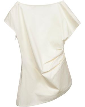 JW Anderson Cotton Twill Asymmetric Top With Lace Insert - White