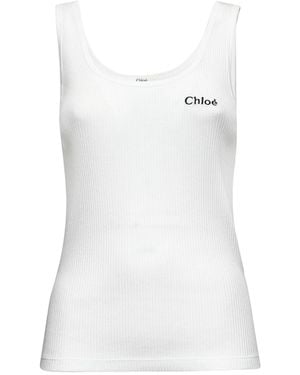 Chloé Jersey Logo Tank Top - White