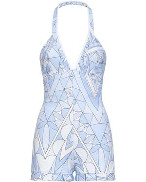 PUCCI Pale Manuba-Print Stretch Compact Jersey Playsuit - Blue