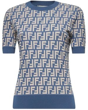 Fendi Ff Cotton Jumper - Blue