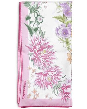 Ferragamo Primavera-Print Silk Scarf - Pink