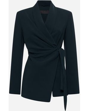 Max Mara Green Cady Comma Wrap Blazer - Blue