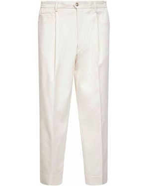 D 40 Ivory Stretch Moleskin Bricklane Trousers - White