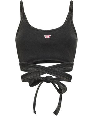 DIESEL Denim-Effect T-Leya-Tail-R1 Top - Black
