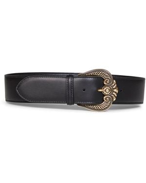 Etro Leather Belt With Paisley Buckle - White