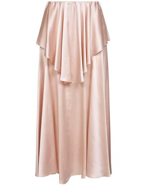 Chloé Washed Silk Satin Fluid Layered Midi Skirt - Pink