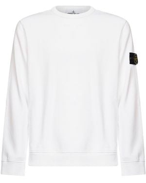 Stone Island Organic Stretch Cotton Crewneck Sweatshirt - White