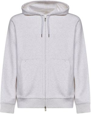 Brunello Cucinelli Travertine Techno Cotton Double Jersey Zip-Up Hoodie - Grey