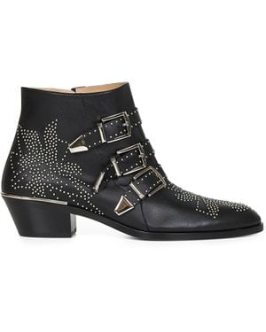 Chloé Nappa Leather Susanna Ankle Boots - Black