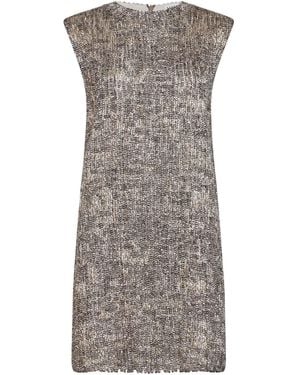 Brunello Cucinelli Dazzling Craquelé Embroidery Mini Dress - Grey