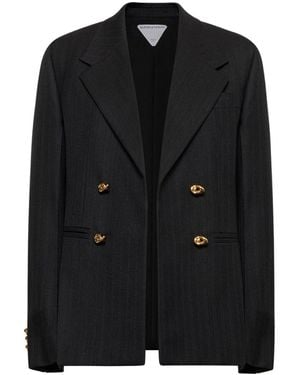 Bottega Veneta Wool Striped Blazer - Black