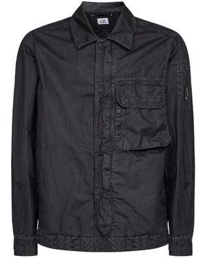 C.P. Company 50 Fili Wax Lens Overshirt - Black