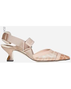 Fendi Colibri Ff Mesh Slingback Court Shoes - Natural