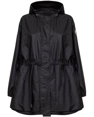 Moncler Weteau Midi Hooded Jacket With Ruffles - Black