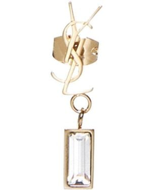 Saint Laurent Cassandre Brass Single Earring - White