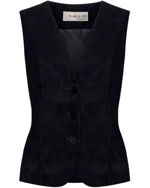 Blanca Vita Velvet Galky Waistcoat - Black